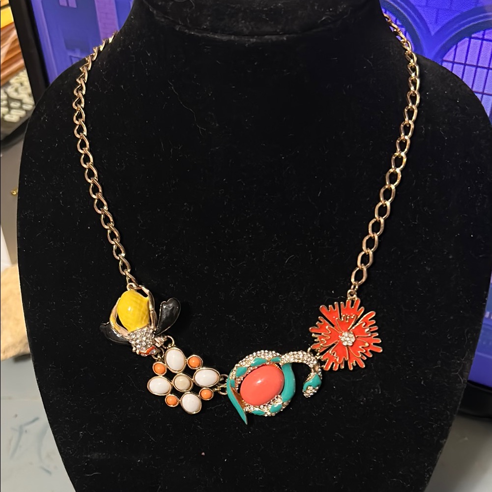 Red And Yellow Statement Necklace With Bold Design 15$